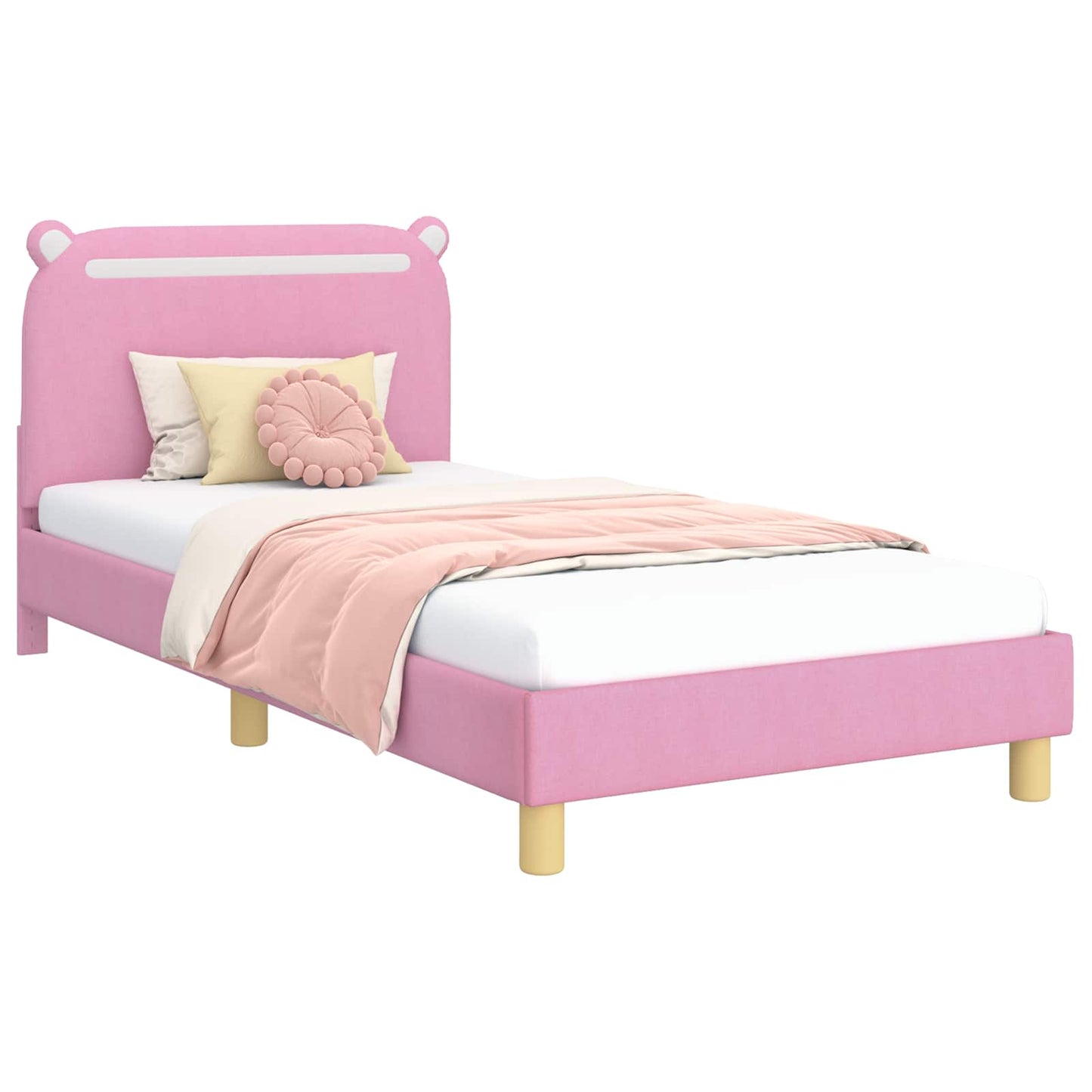 Bedframe voor kinderen met hoofdbord Roze 90 x 190 cm Stof is nu te koop bij PeponiXL, paradijselijk wonen!
