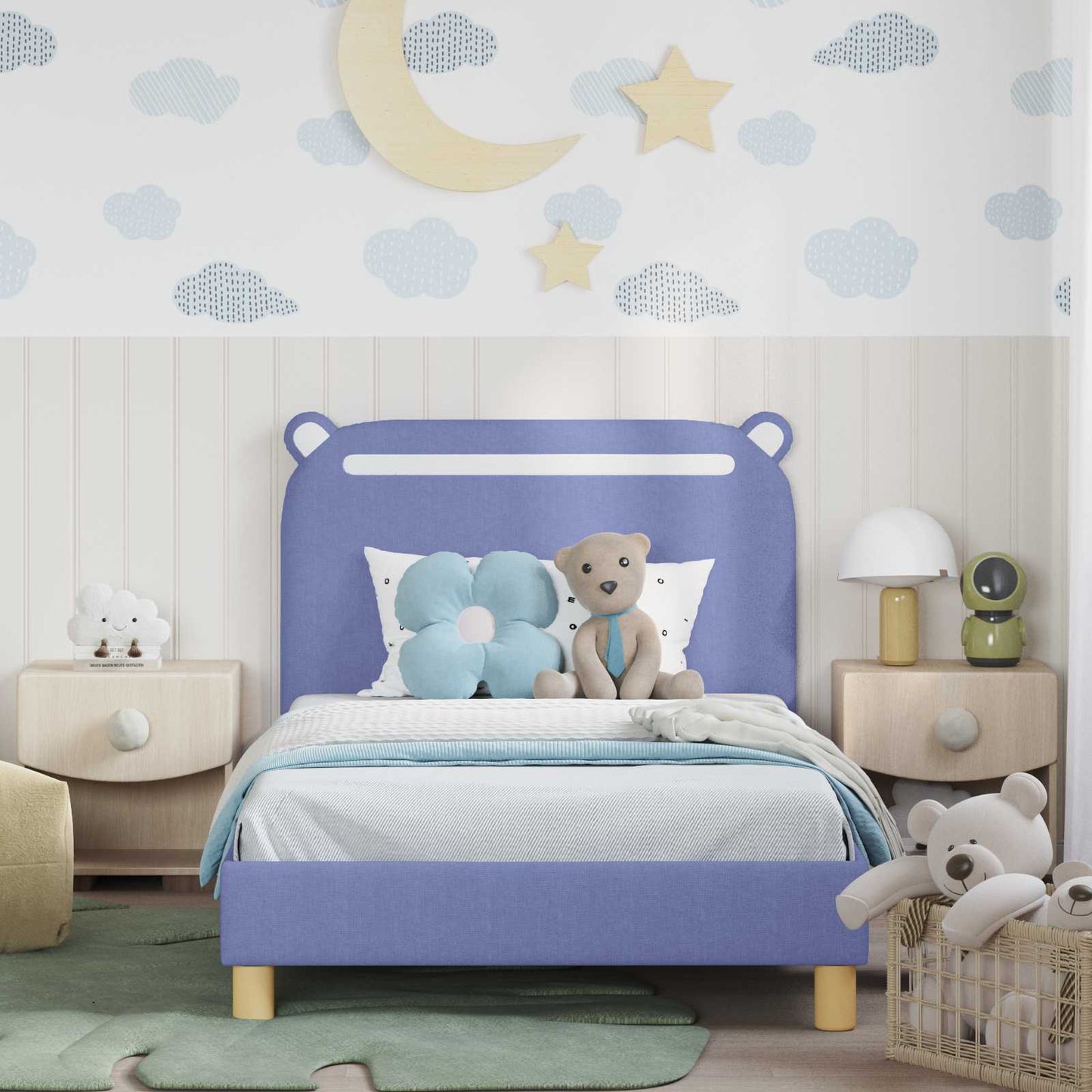 Bedframe voor kinderen met hoofdbord Jeans Blauw 90 x 190 cm is nu te koop bij PeponiXL, paradijselijk wonen!