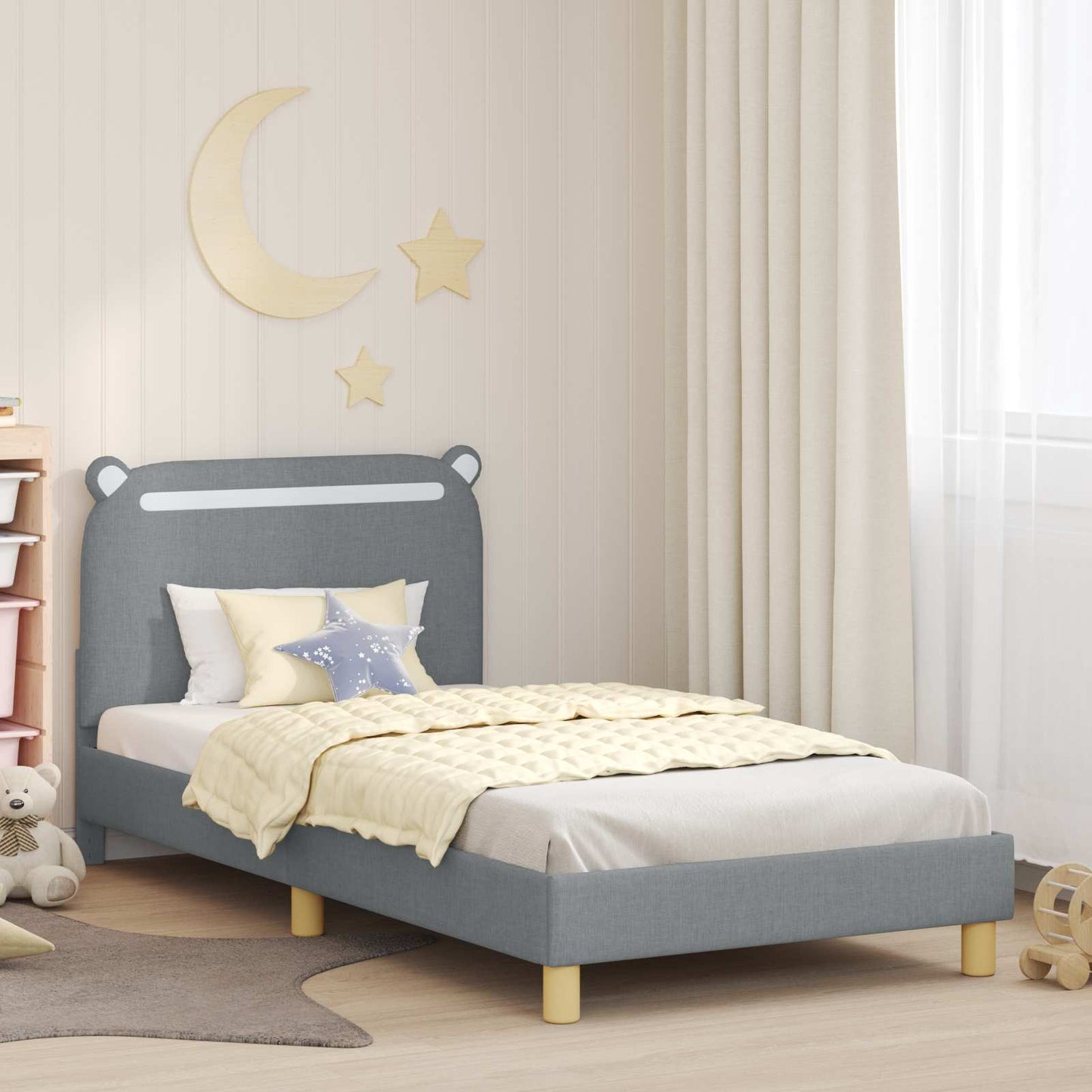 Bedframe voor kinderen met hoofdbord Lichtgrijs 90 x 200 cm is nu te koop bij PeponiXL, paradijselijk wonen!