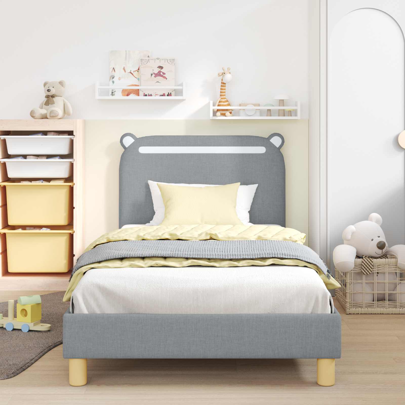 Bedframe voor kinderen met hoofdbord Lichtgrijs 90 x 200 cm is nu te koop bij PeponiXL, paradijselijk wonen!