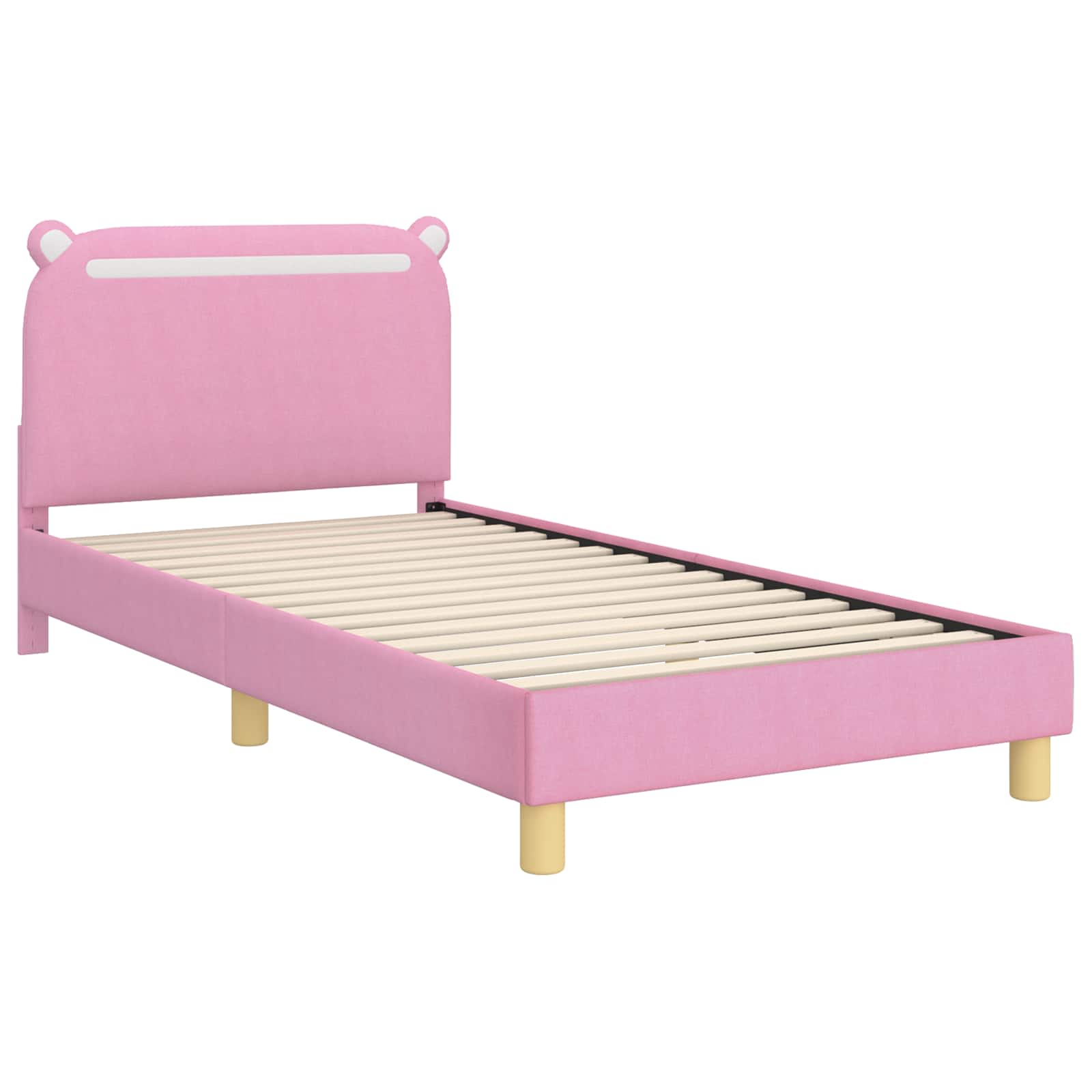 Bedframe voor kinderen met hoofdbord Roze 90 x 200 cm Stof is nu te koop bij PeponiXL, paradijselijk wonen!