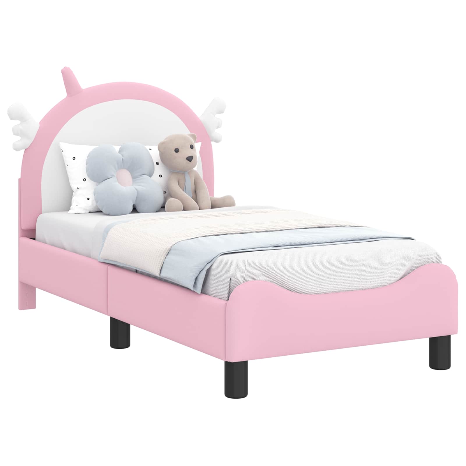 Peuterbedframe met hoofdbord met hoofdeinde Roze 70 x 140 cm PU is nu te koop bij PeponiXL, paradijselijk wonen!