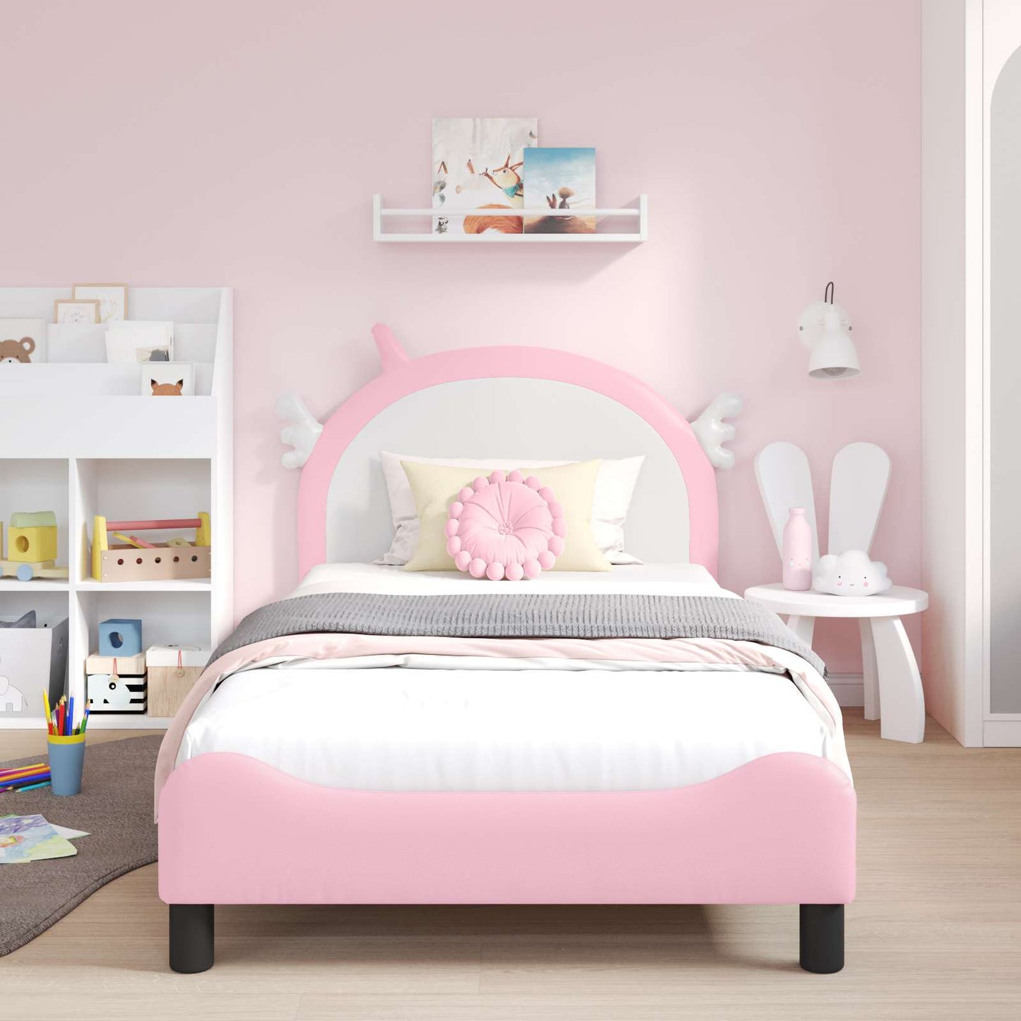 Bedframe voor kinderen met hoofdbord Roze 80 x 200 cm PU is nu te koop bij PeponiXL, paradijselijk wonen!