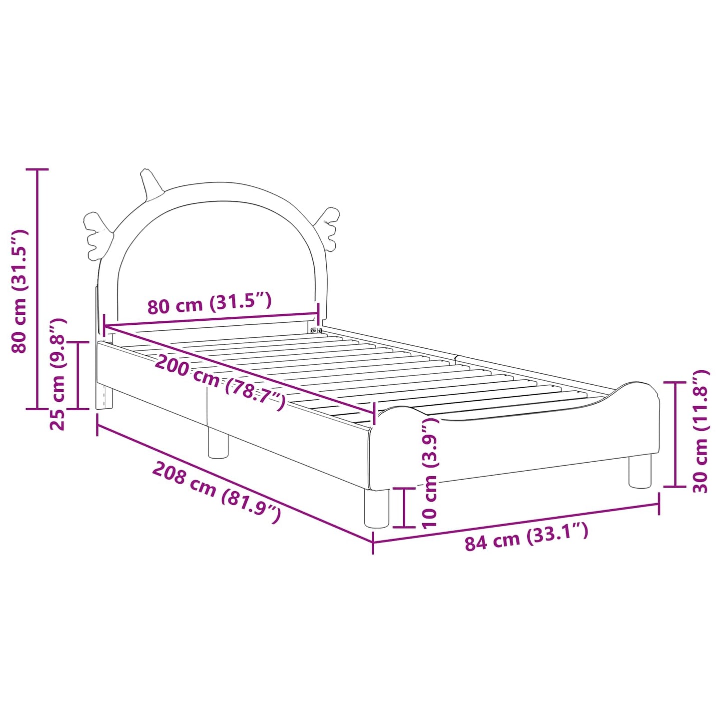 Bedframe voor kinderen met hoofdbord Roze 80 x 200 cm PU is nu te koop bij PeponiXL, paradijselijk wonen!
