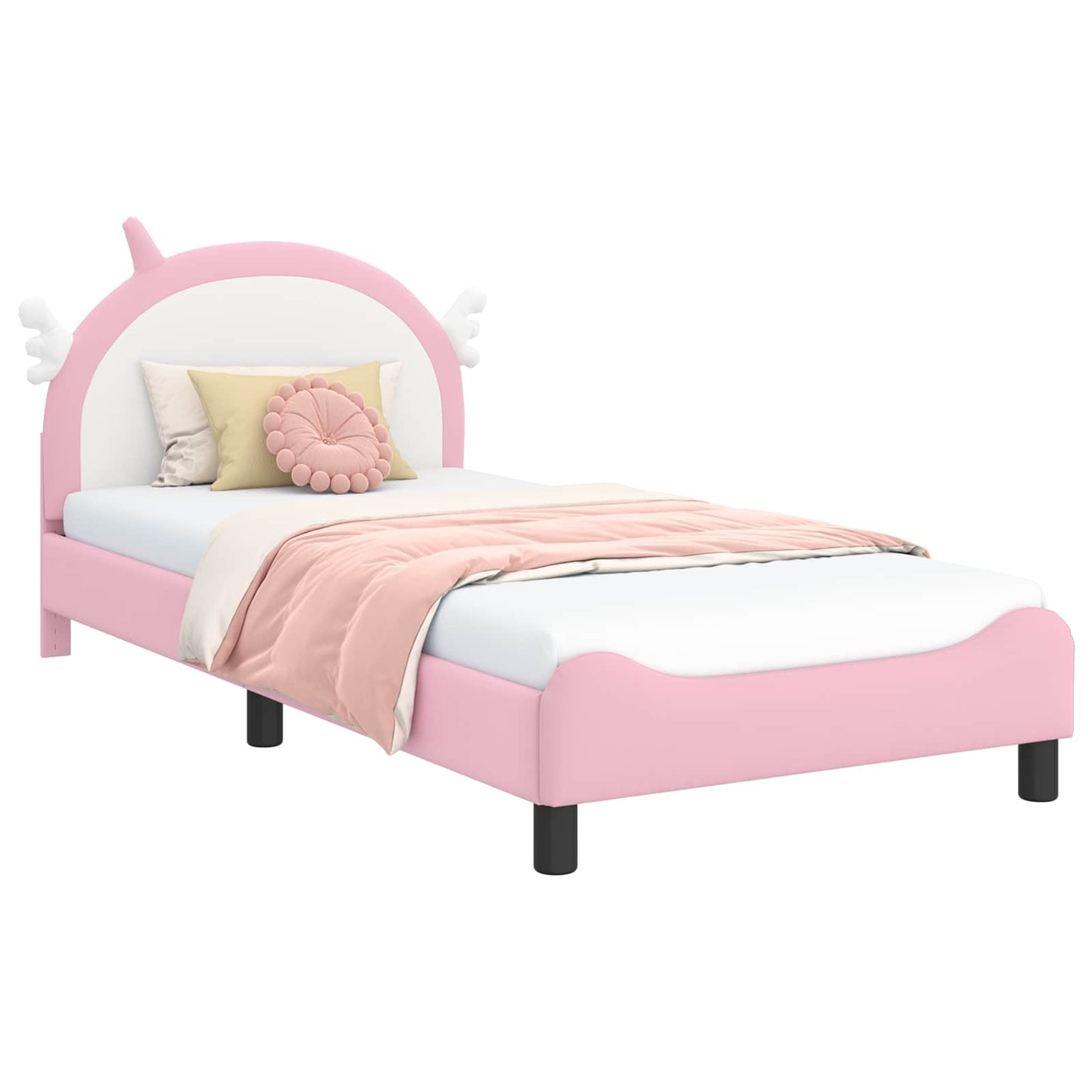 Bedframe voor kinderen met hoofdbord Roze 90 x 200 cm PU is nu te koop bij PeponiXL, paradijselijk wonen!