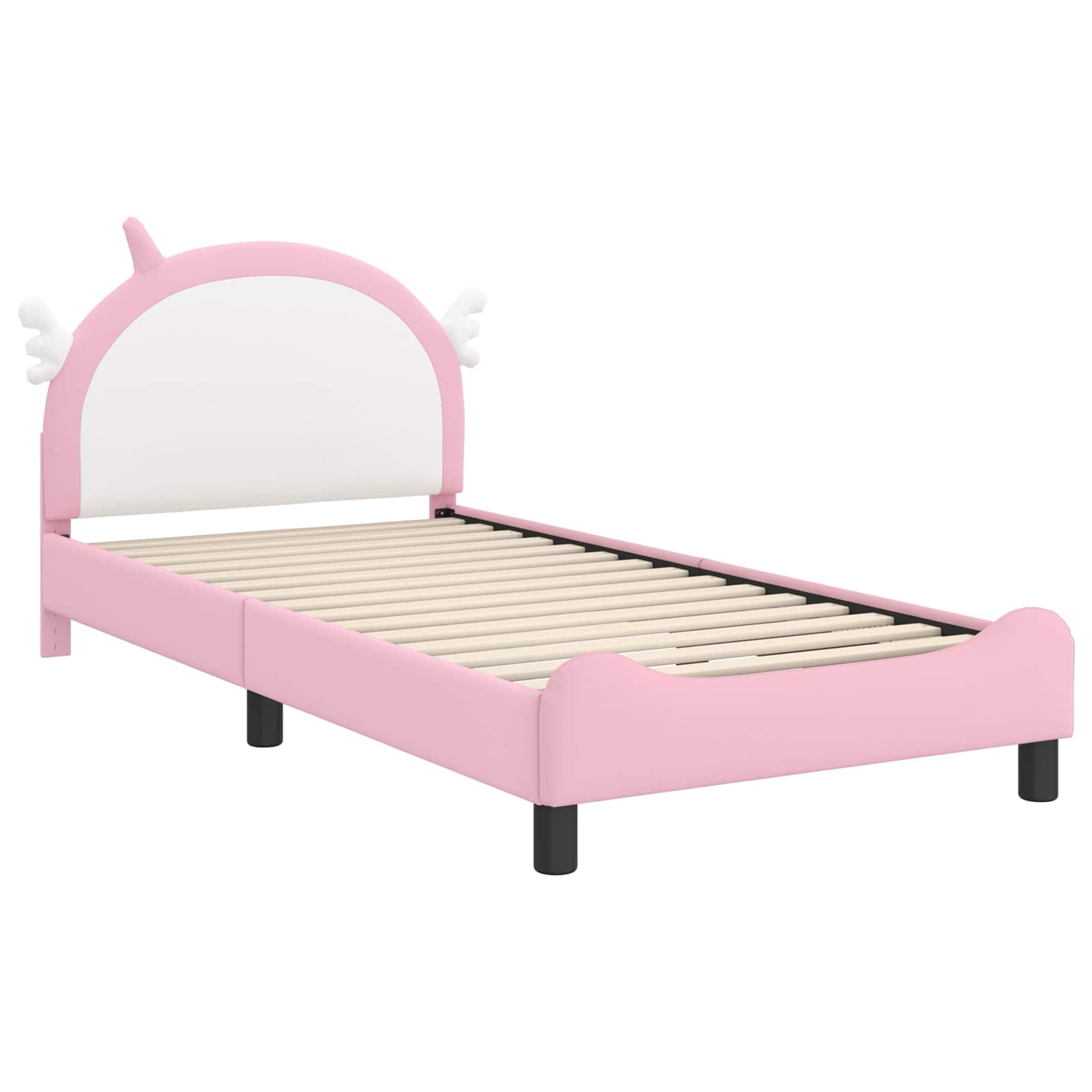 Bedframe voor kinderen met hoofdbord Roze 90 x 200 cm PU is nu te koop bij PeponiXL, paradijselijk wonen!