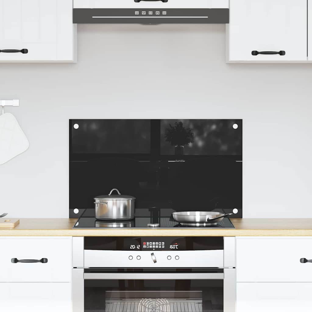 Keukenachterwand Zwart 70 x 40 cm gehard glas is nu te koop bij PeponiXL, paradijselijk wonen!