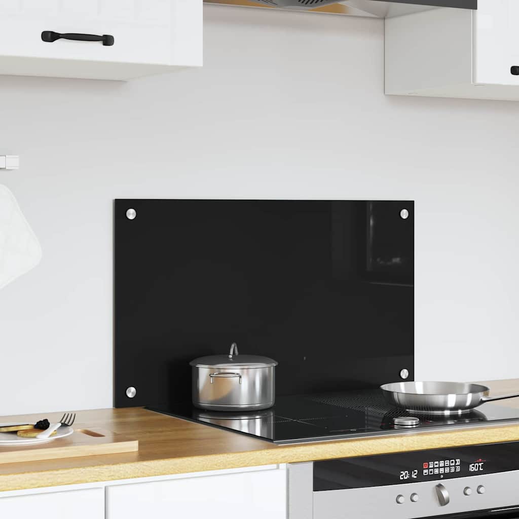 Keukenachterwand Zwart 70 x 40 cm gehard glas is nu te koop bij PeponiXL, paradijselijk wonen!