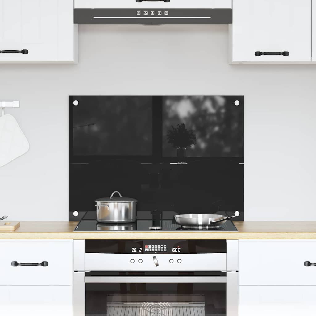 Keukenachterwand Zwart 70 x 50 cm gehard glas is nu te koop bij PeponiXL, paradijselijk wonen!