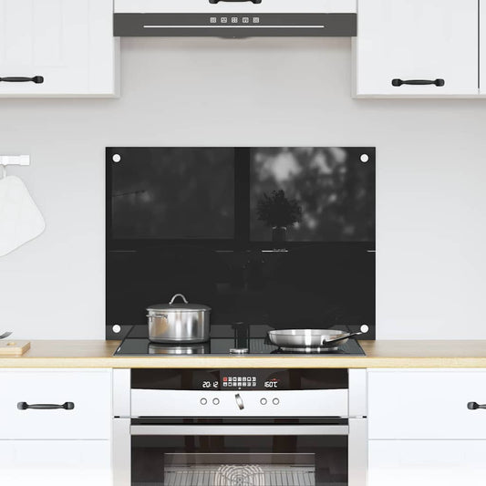 Keukenachterwand Zwart 70 x 50 cm gehard glas is nu te koop bij PeponiXL, paradijselijk wonen!