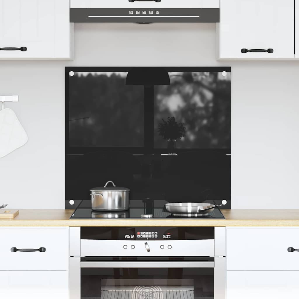 Keukenachterwand Zwart 70 x 60 cm gehard glas is nu te koop bij PeponiXL, paradijselijk wonen!
