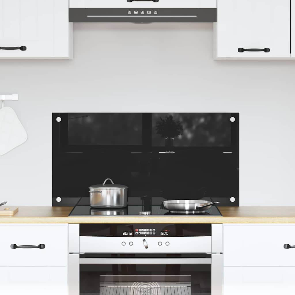 Keukenachterwand Zwart 80 x 40 cm gehard glas is nu te koop bij PeponiXL, paradijselijk wonen!