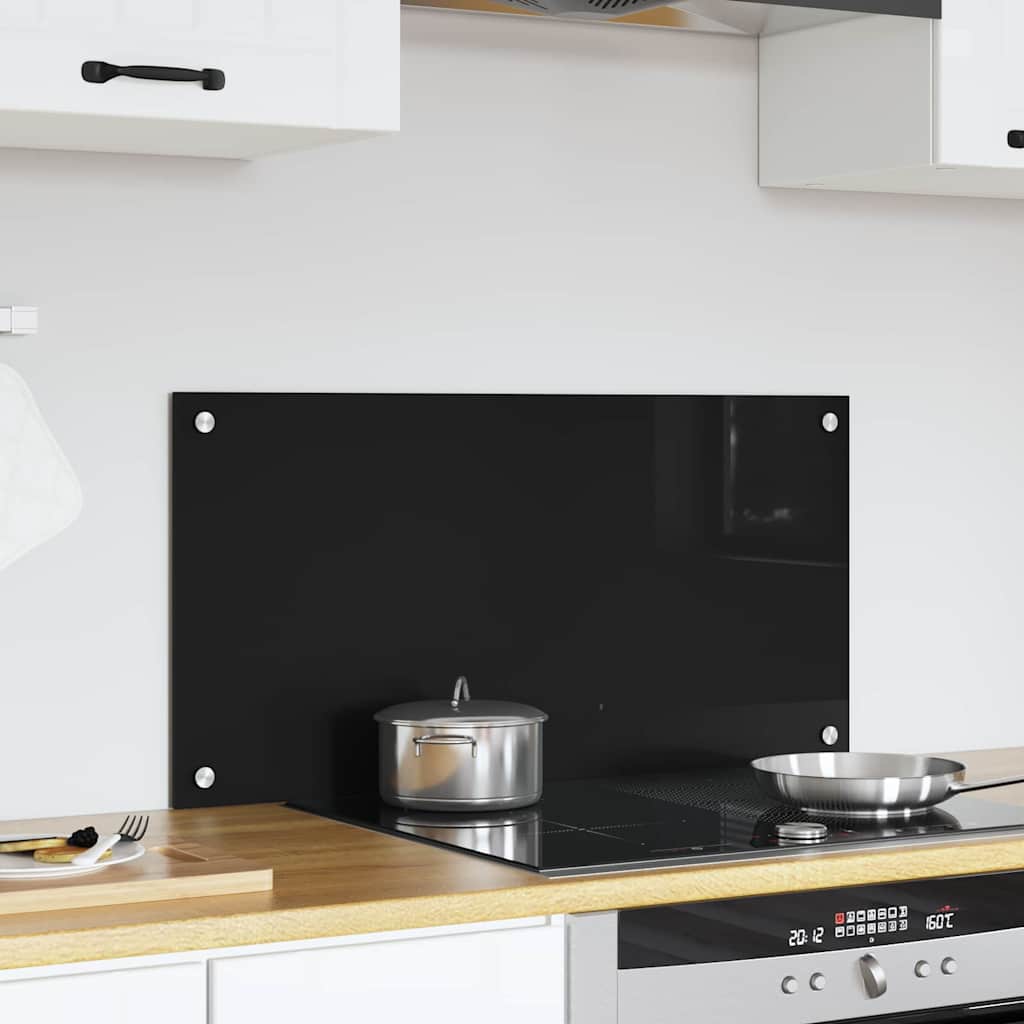 Keukenachterwand Zwart 80 x 40 cm gehard glas is nu te koop bij PeponiXL, paradijselijk wonen!