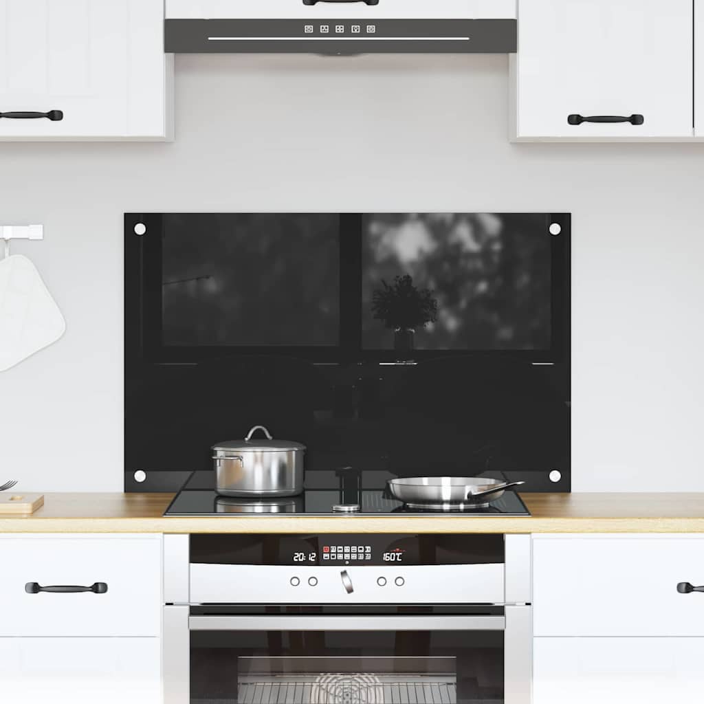 Keukenachterwand Zwart 80 x 50 cm gehard glas is nu te koop bij PeponiXL, paradijselijk wonen!