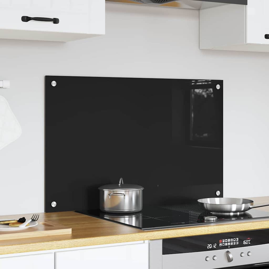 Keukenachterwand Zwart 80 x 50 cm gehard glas is nu te koop bij PeponiXL, paradijselijk wonen!
