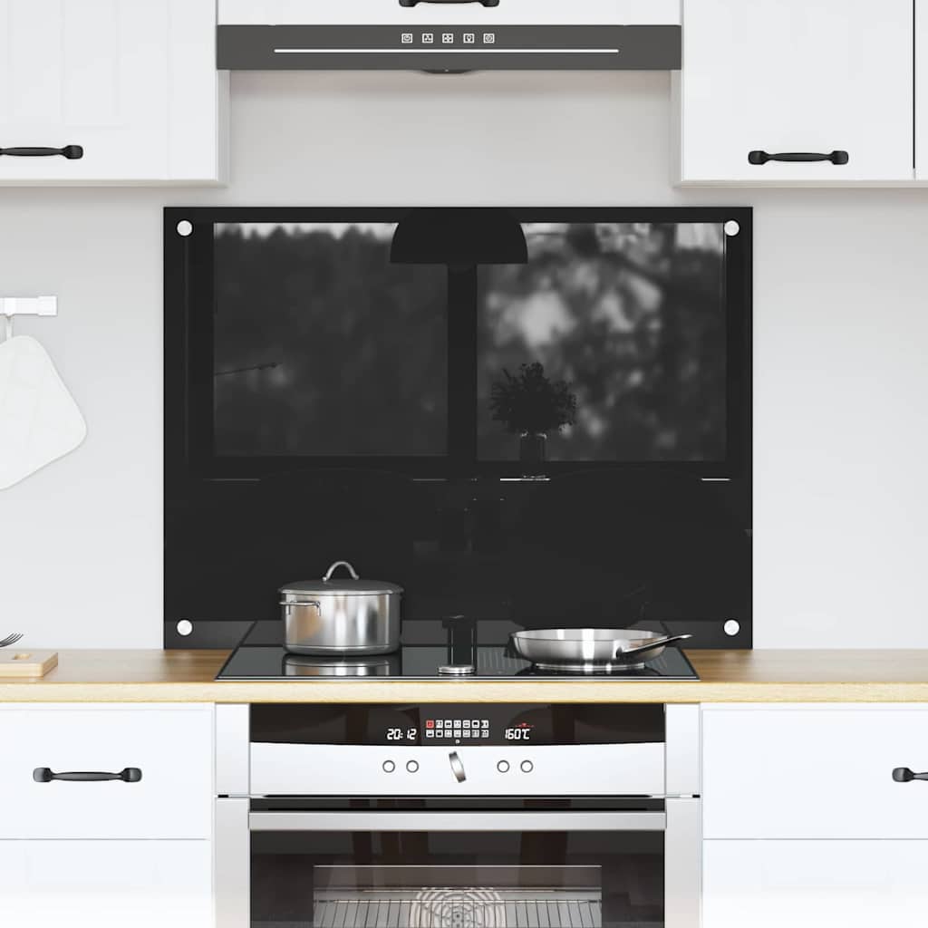 Keukenachterwand Zwart 80 x 60 cm gehard glas is nu te koop bij PeponiXL, paradijselijk wonen!