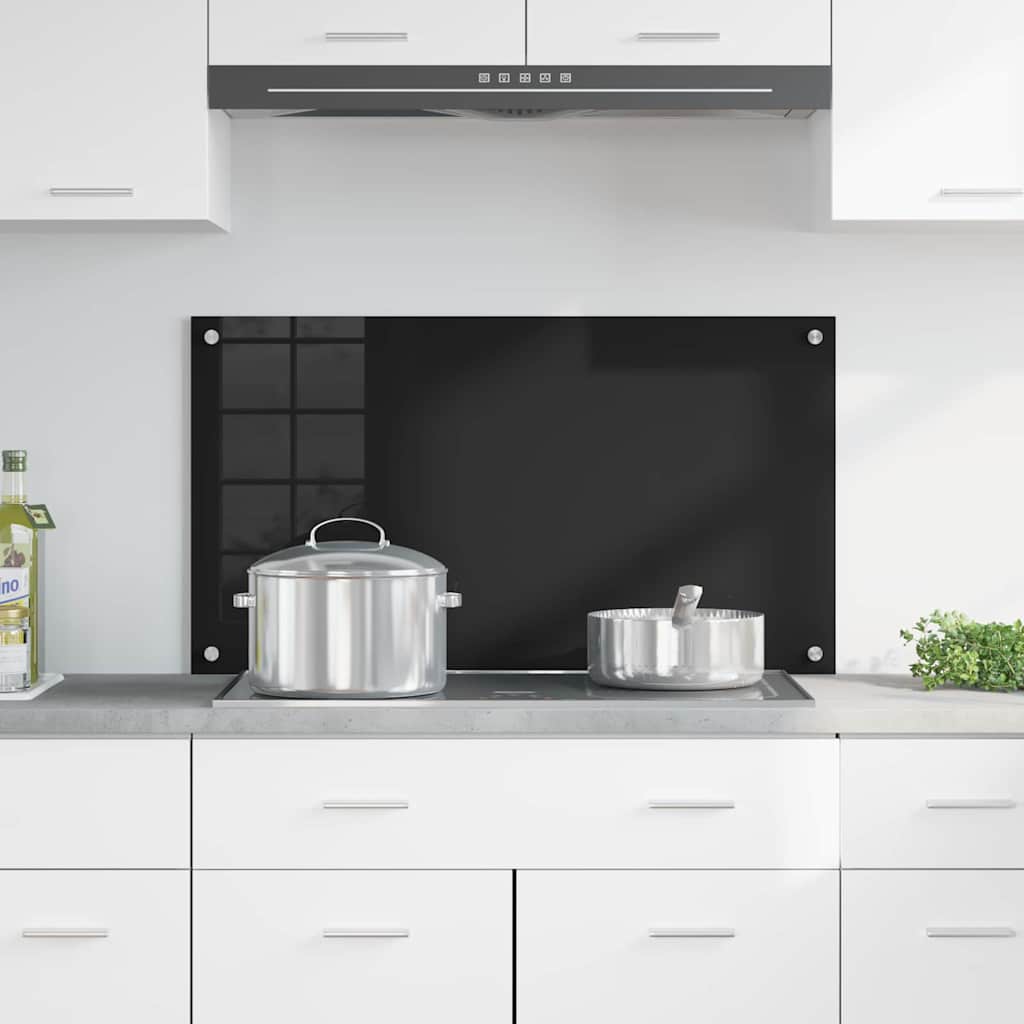 Keukenachterwand Zwart 90 x 50 cm gehard glas is nu te koop bij PeponiXL, paradijselijk wonen!