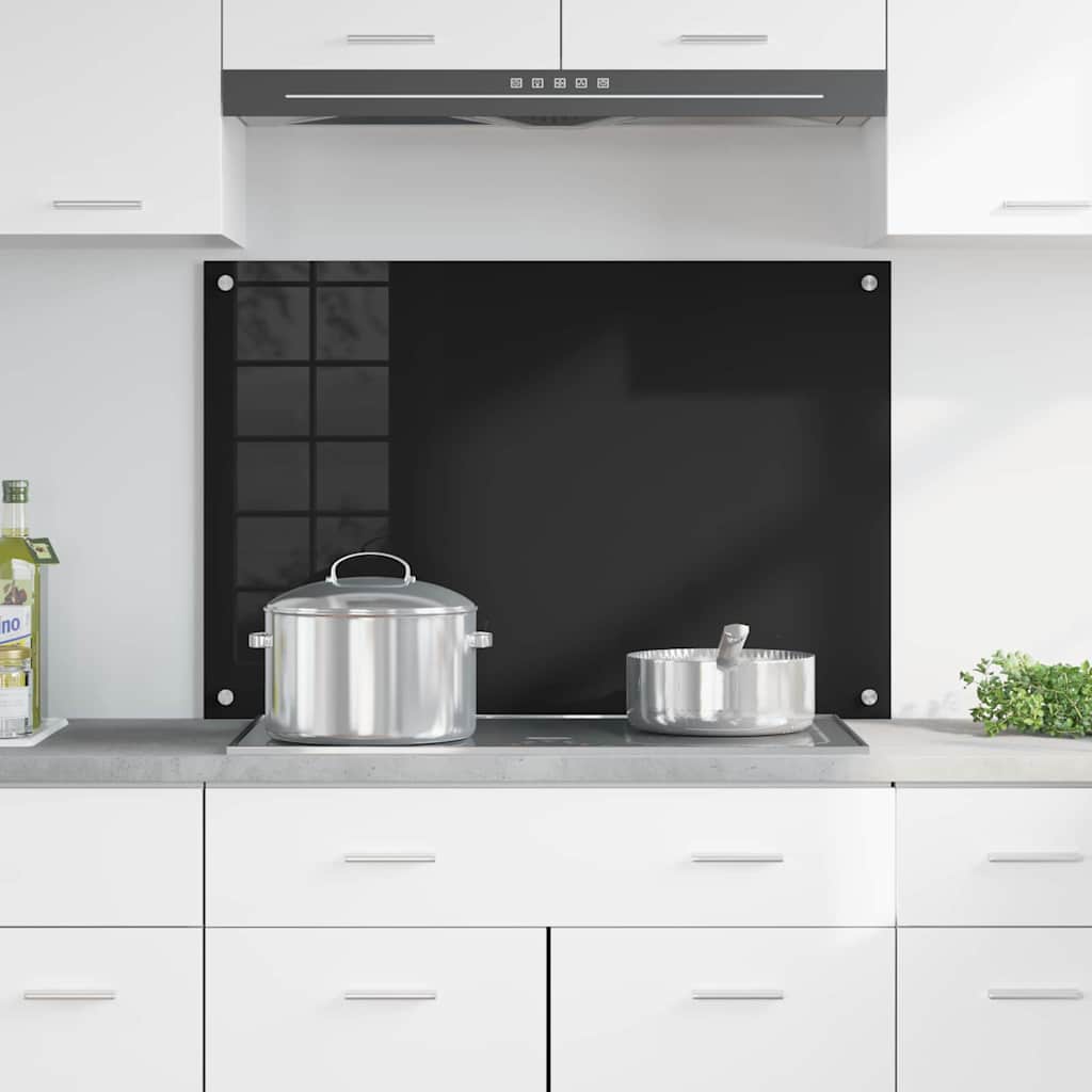 Keukenachterwand Zwart 90 x 60 cm gehard glas is nu te koop bij PeponiXL, paradijselijk wonen!