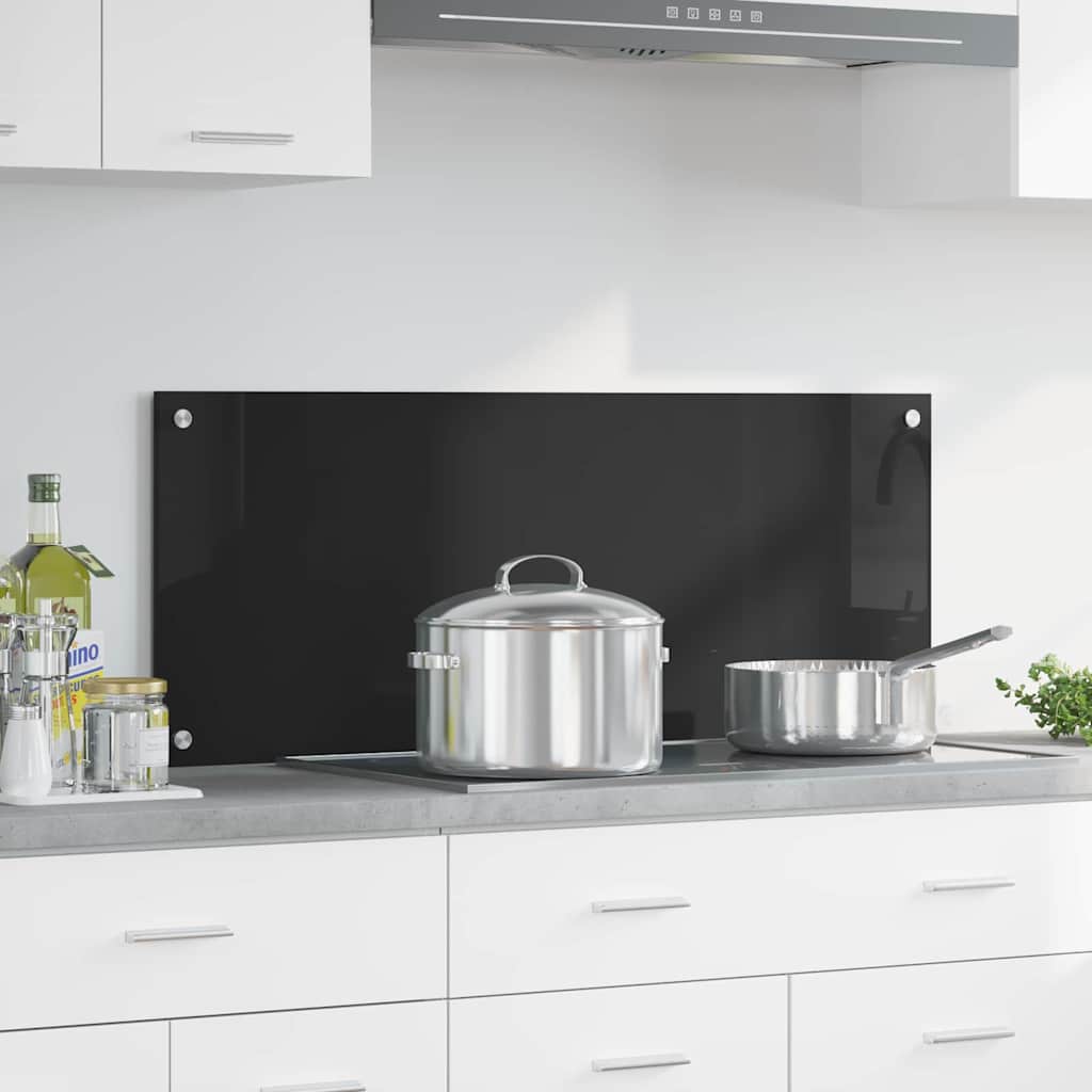 Keukenachterwand Zwart 100 x 40 cm gehard glas is nu te koop bij PeponiXL, paradijselijk wonen!