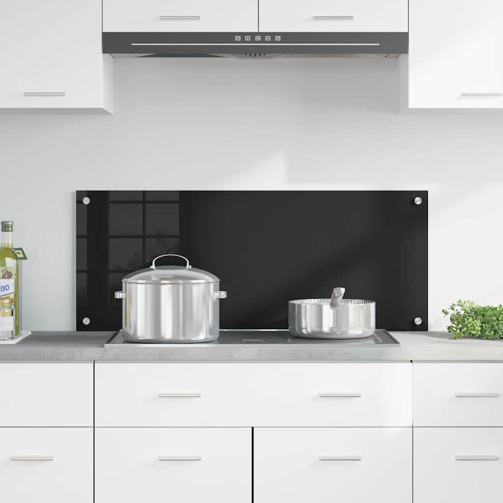 Keukenachterwand Zwart 100 x 40 cm gehard glas is nu te koop bij PeponiXL, paradijselijk wonen!