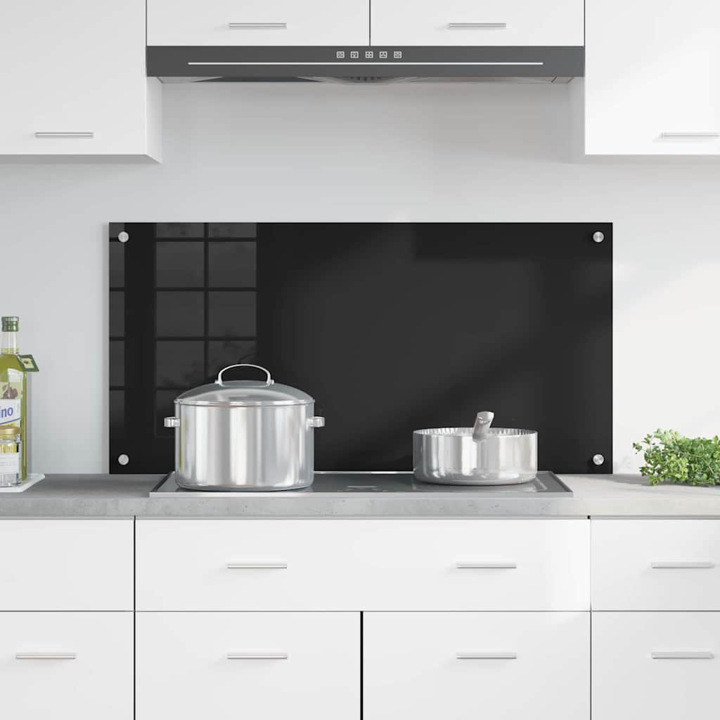 Keukenachterwand Zwart 100 x 50 cm gehard glas is nu te koop bij PeponiXL, paradijselijk wonen!