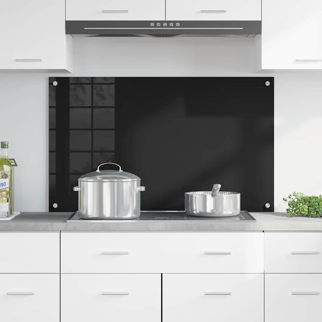 Keukenachterwand Zwart 100 x 60 cm gehard glas is nu te koop bij PeponiXL, paradijselijk wonen!