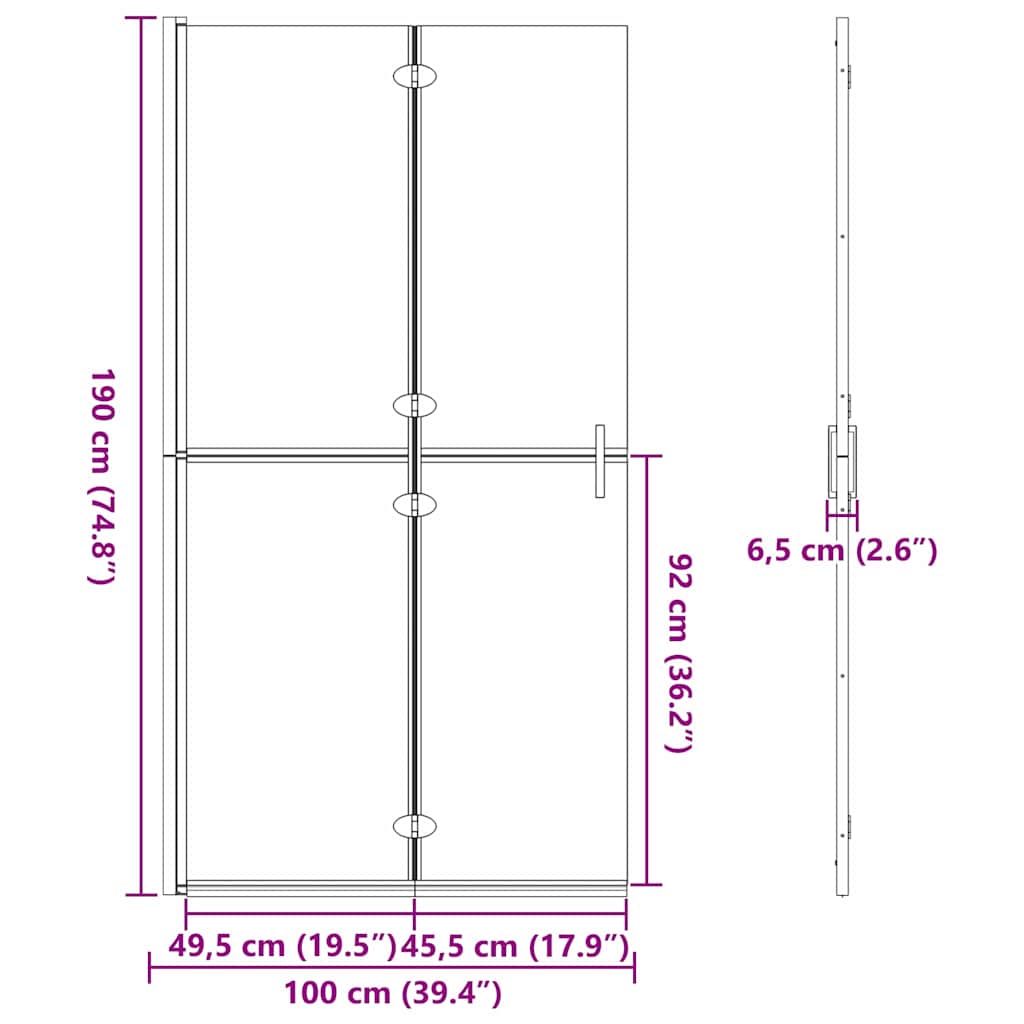 Inloopdouchewand Zwart 100 x 6,5 x 190 cm is nu te koop bij PeponiXL, paradijselijk wonen!