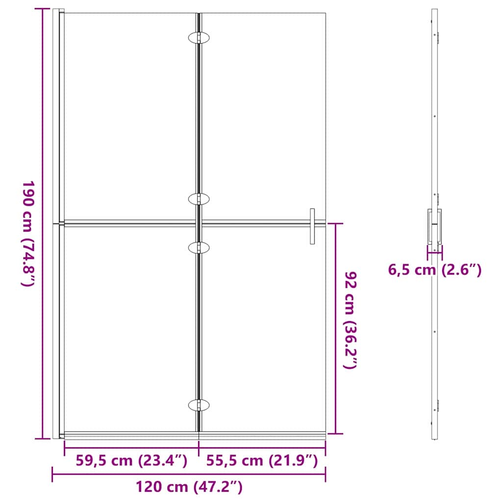 Inloopdouchewand Zwart 120 x 6,5 x 190 cm is nu te koop bij PeponiXL, paradijselijk wonen!
