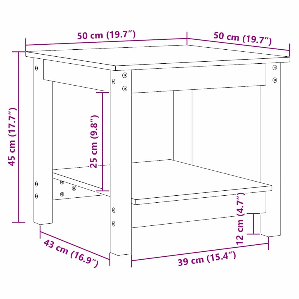Salontafel Wasbruin 50 x 50 x 45 cm Massief grenenhout is nu te koop bij PeponiXL, paradijselijk wonen!