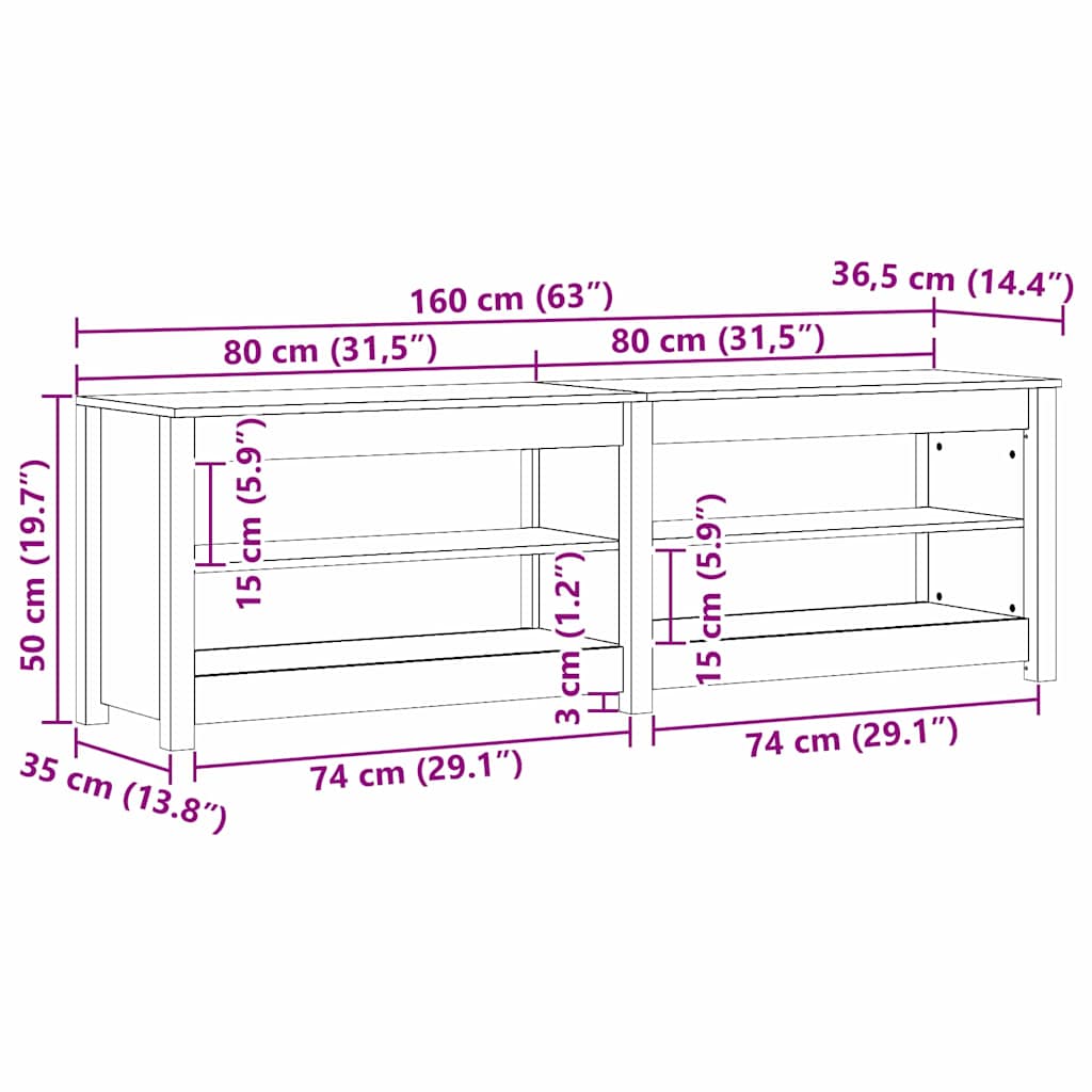 Schoenenbank met plank met opslag Wasbruin 160 x 36,5 x 50 cm is nu te koop bij PeponiXL, paradijselijk wonen!