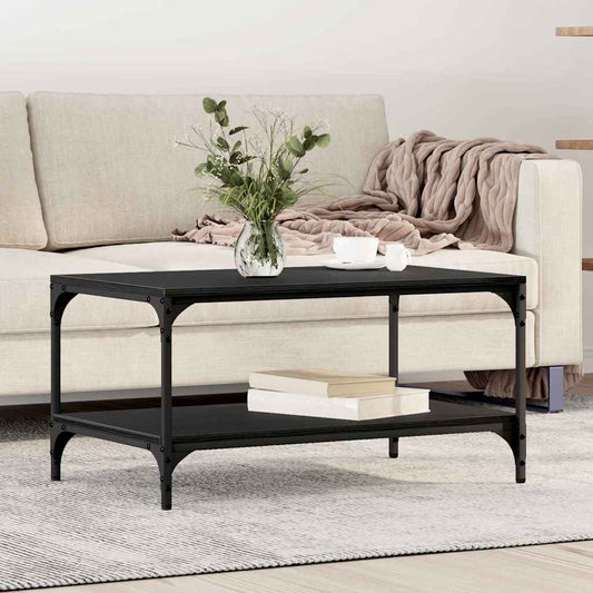 Salontafel Zwart Eiken 82 x 50 x 40 cm Bewerkt hout is nu te koop bij PeponiXL, paradijselijk wonen!