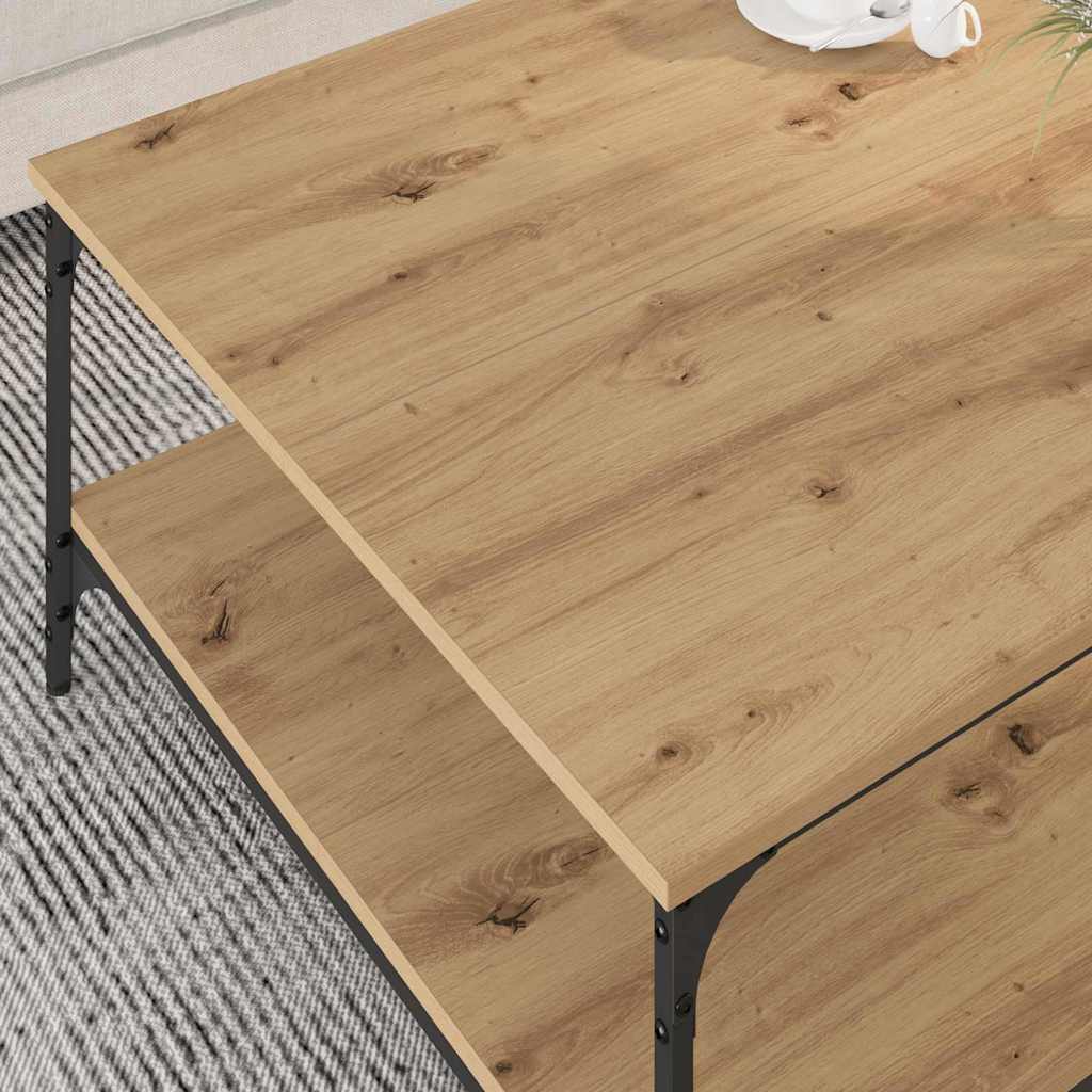 Salontafel artisanaal eikenkleurig 80 x 80 x 40 cm Bewerkt hout is nu te koop bij PeponiXL, paradijselijk wonen!