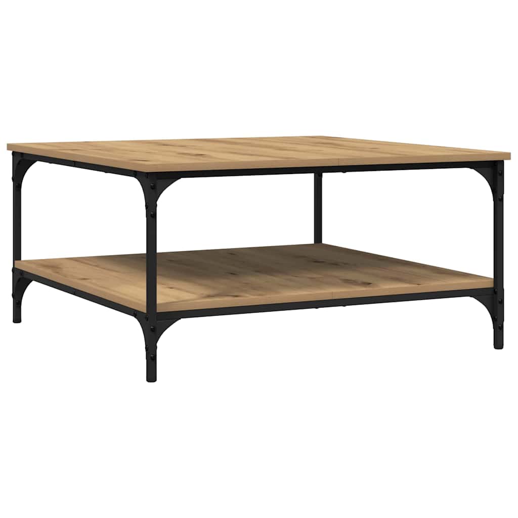 Salontafel artisanaal eikenkleurig 80 x 80 x 40 cm Bewerkt hout is nu te koop bij PeponiXL, paradijselijk wonen!