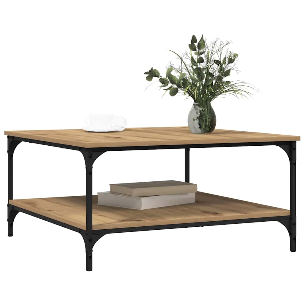 Salontafel artisanaal eikenkleurig 80 x 80 x 40 cm Bewerkt hout is nu te koop bij PeponiXL, paradijselijk wonen!