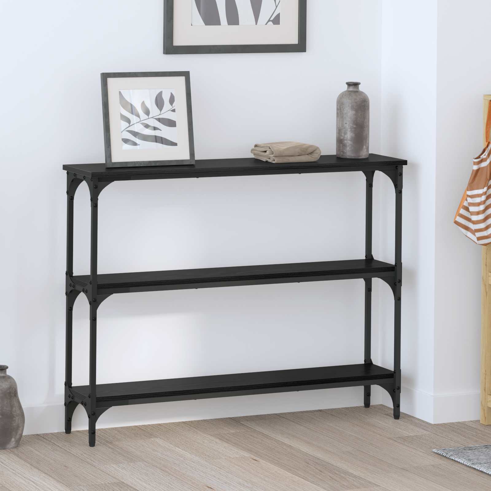 Wandtafel met plank Zwart eiken 100 x 22,5 x 75 cm Bewerkt hout is nu te koop bij PeponiXL, paradijselijk wonen!