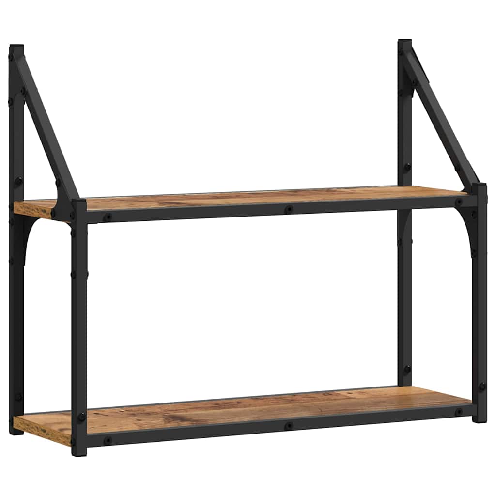 Wandplank met plank Oud hout 60 x 21 x 51 cm Bewerkt hout is nu te koop bij PeponiXL, paradijselijk wonen!