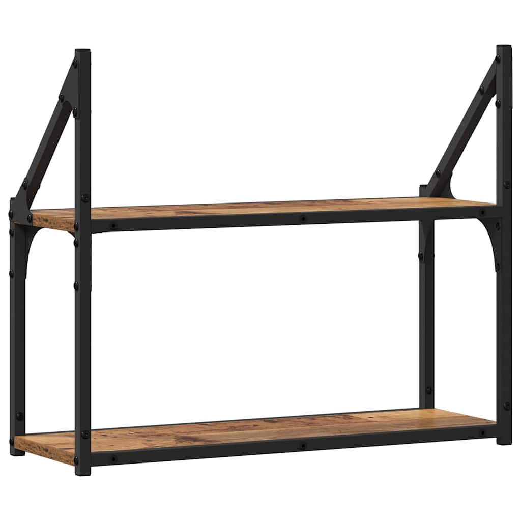 Wandplank met plank Oud hout 60 x 21 x 51 cm Bewerkt hout is nu te koop bij PeponiXL, paradijselijk wonen!