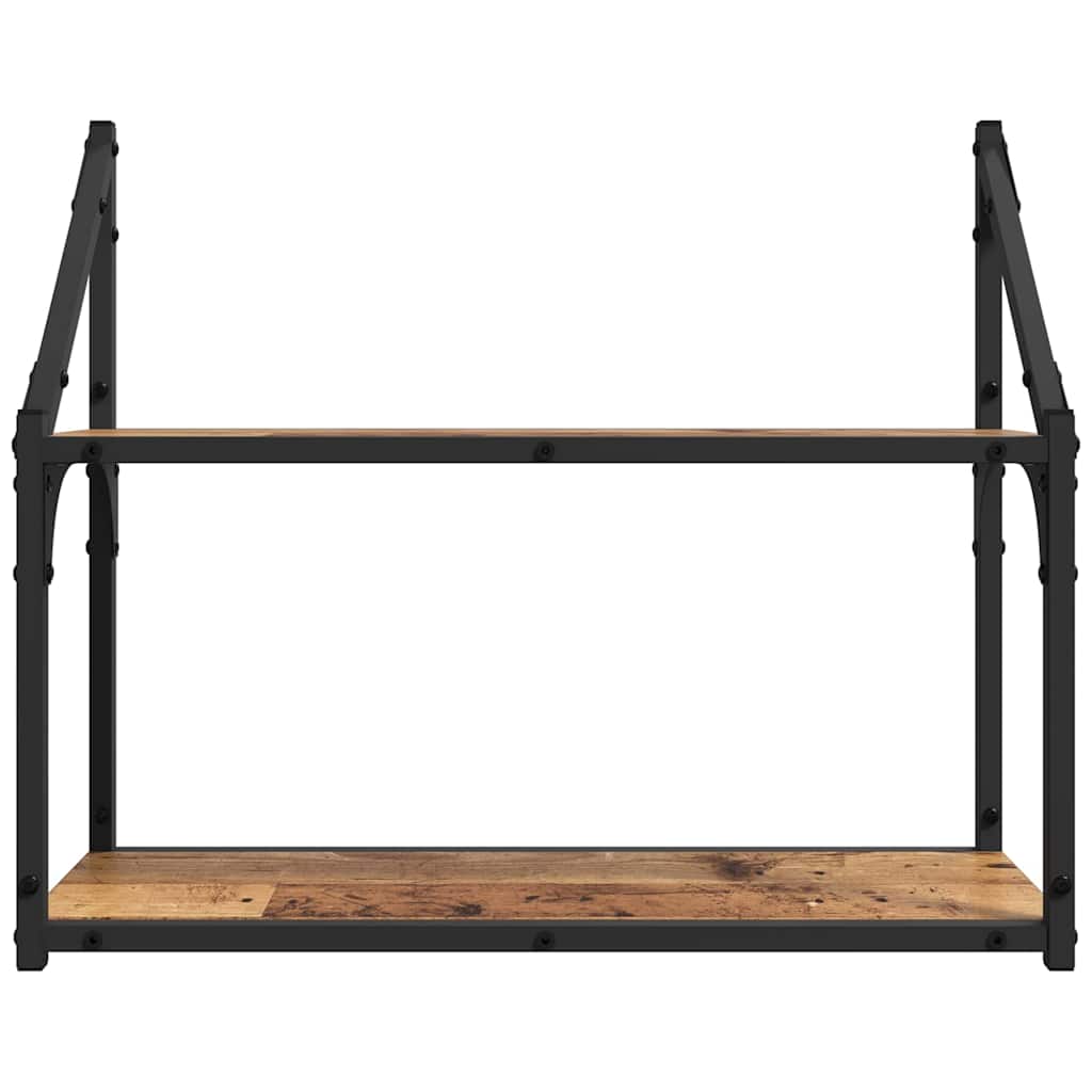 Wandplank met plank Oud hout 60 x 21 x 51 cm Bewerkt hout is nu te koop bij PeponiXL, paradijselijk wonen!