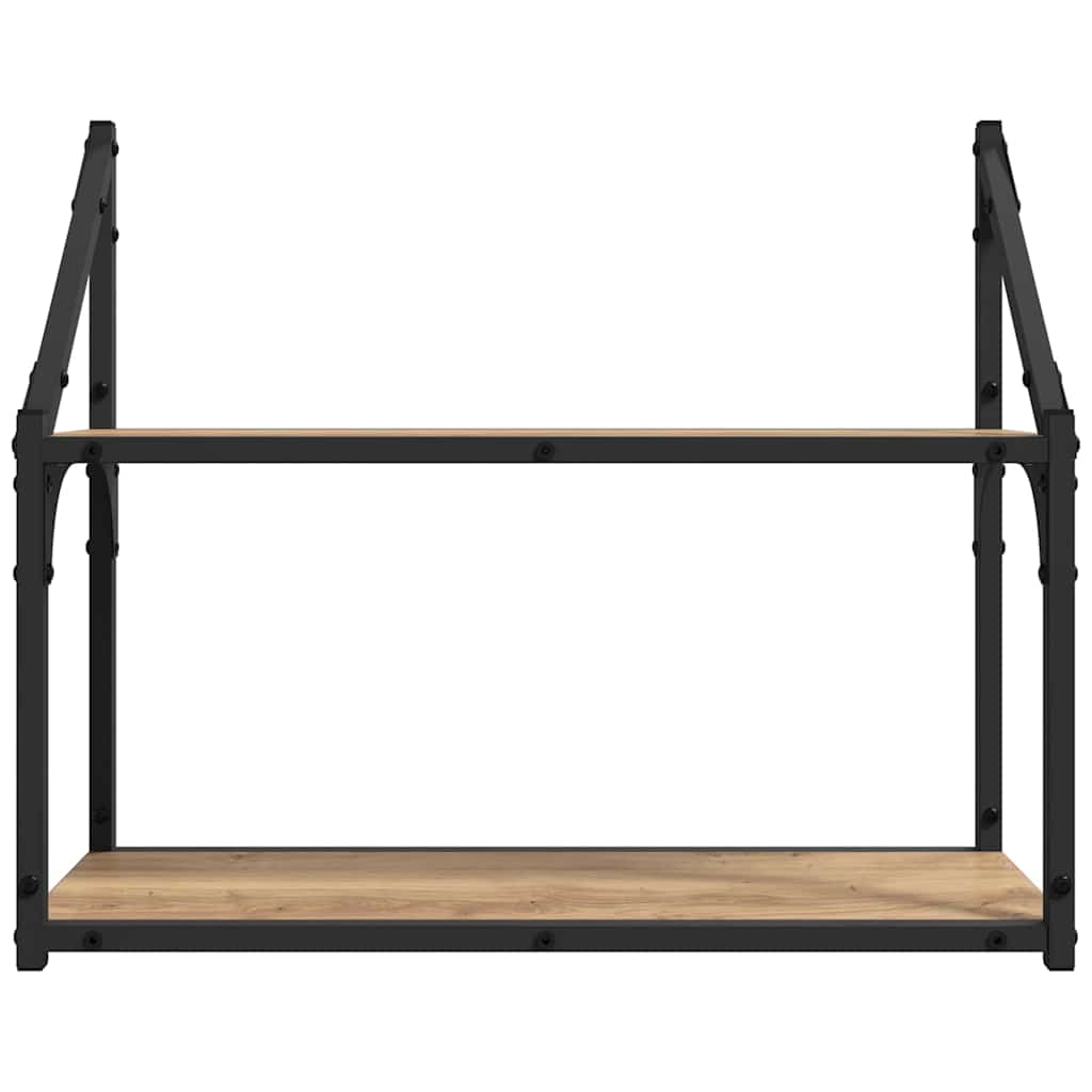 Wandplank artisanaal eikenkleurig 60 x 21 x 51 cm Bewerkt hout is nu te koop bij PeponiXL, paradijselijk wonen!