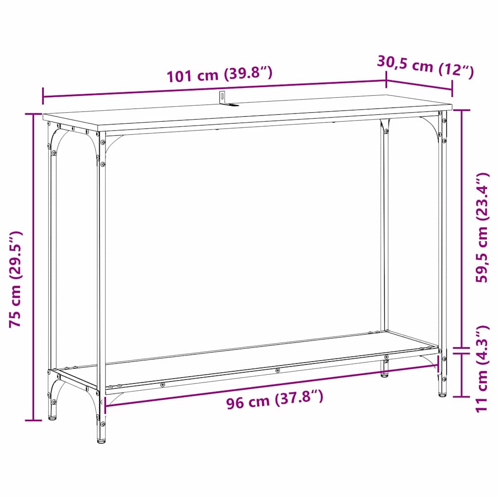 Wandtafel met plank Zwart eiken 101 x 30.5 x 75 cm Bewerkt hout is nu te koop bij PeponiXL, paradijselijk wonen!