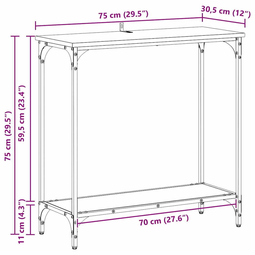 Wandtafel met plank artisanaal eikenkleurig 75 x 30.5 x 75 cm is nu te koop bij PeponiXL, paradijselijk wonen!