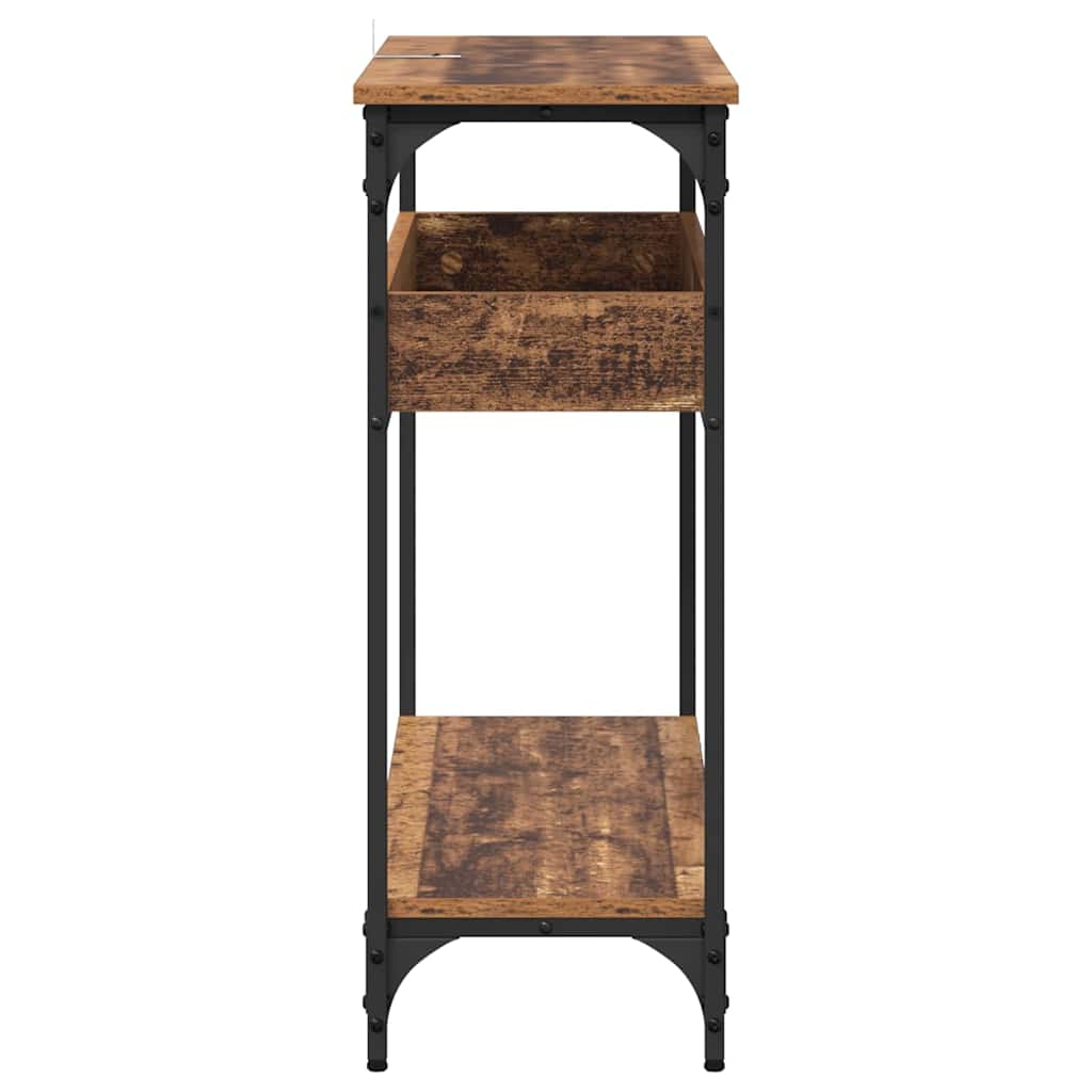 Wandtafel met plank Oud hout 100 x 29 x 75 cm Bewerkt hout is nu te koop bij PeponiXL, paradijselijk wonen!