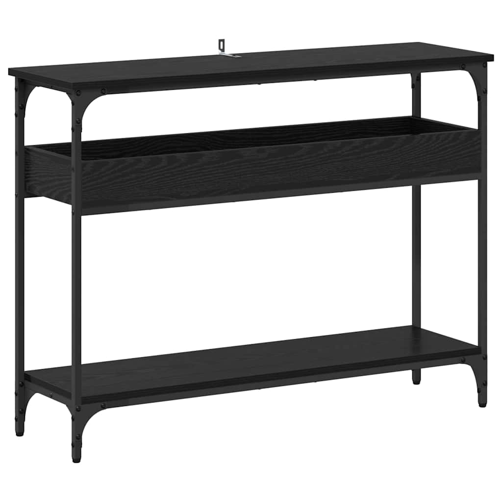 Wandtafel met plank Zwart eiken 100 x 29 x 75 cm Bewerkt hout is nu te koop bij PeponiXL, paradijselijk wonen!