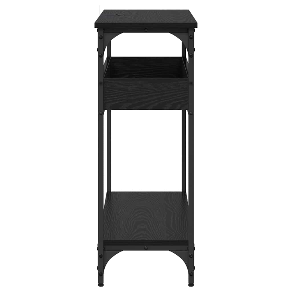 Wandtafel met plank Zwart eiken 100 x 29 x 75 cm Bewerkt hout is nu te koop bij PeponiXL, paradijselijk wonen!