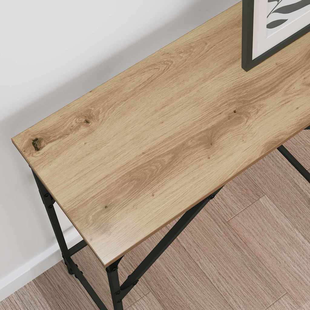 Wandtafel artisanaal eikenkleurig 140 x 29 x 75 cm Bewerkt hout is nu te koop bij PeponiXL, paradijselijk wonen!