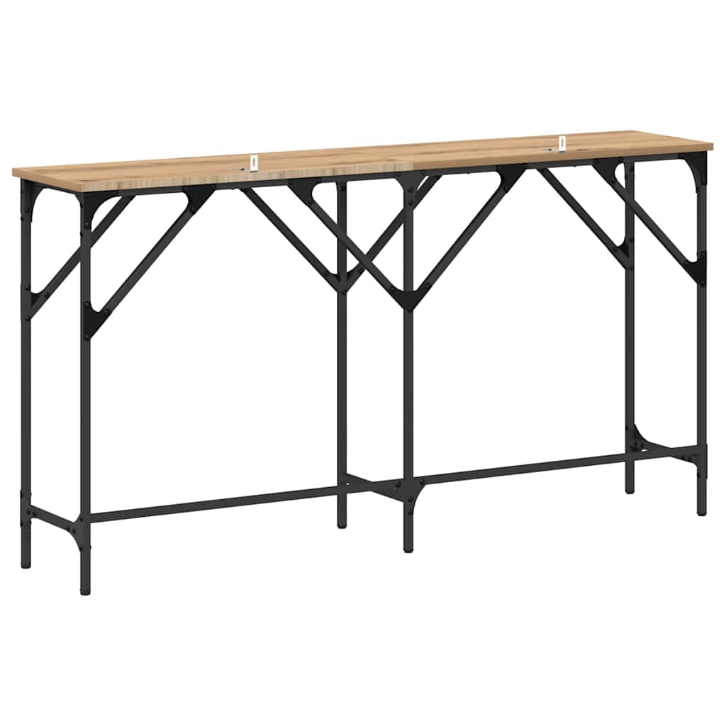 Wandtafel artisanaal eikenkleurig 140 x 29 x 75 cm Bewerkt hout is nu te koop bij PeponiXL, paradijselijk wonen!