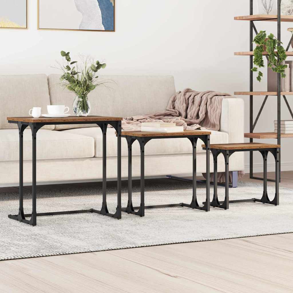 Nesting Koffietafel 3 pcs Oud hout Bewerkt hout is nu te koop bij PeponiXL, paradijselijk wonen!