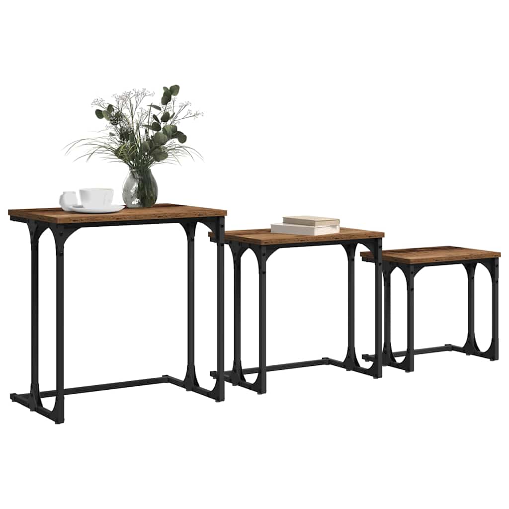 Nesting Koffietafel 3 pcs Oud hout Bewerkt hout is nu te koop bij PeponiXL, paradijselijk wonen!