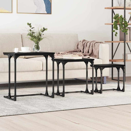 Nesting Koffietafel 3 pcs Zwart eiken Bewerkt hout is nu te koop bij PeponiXL, paradijselijk wonen!