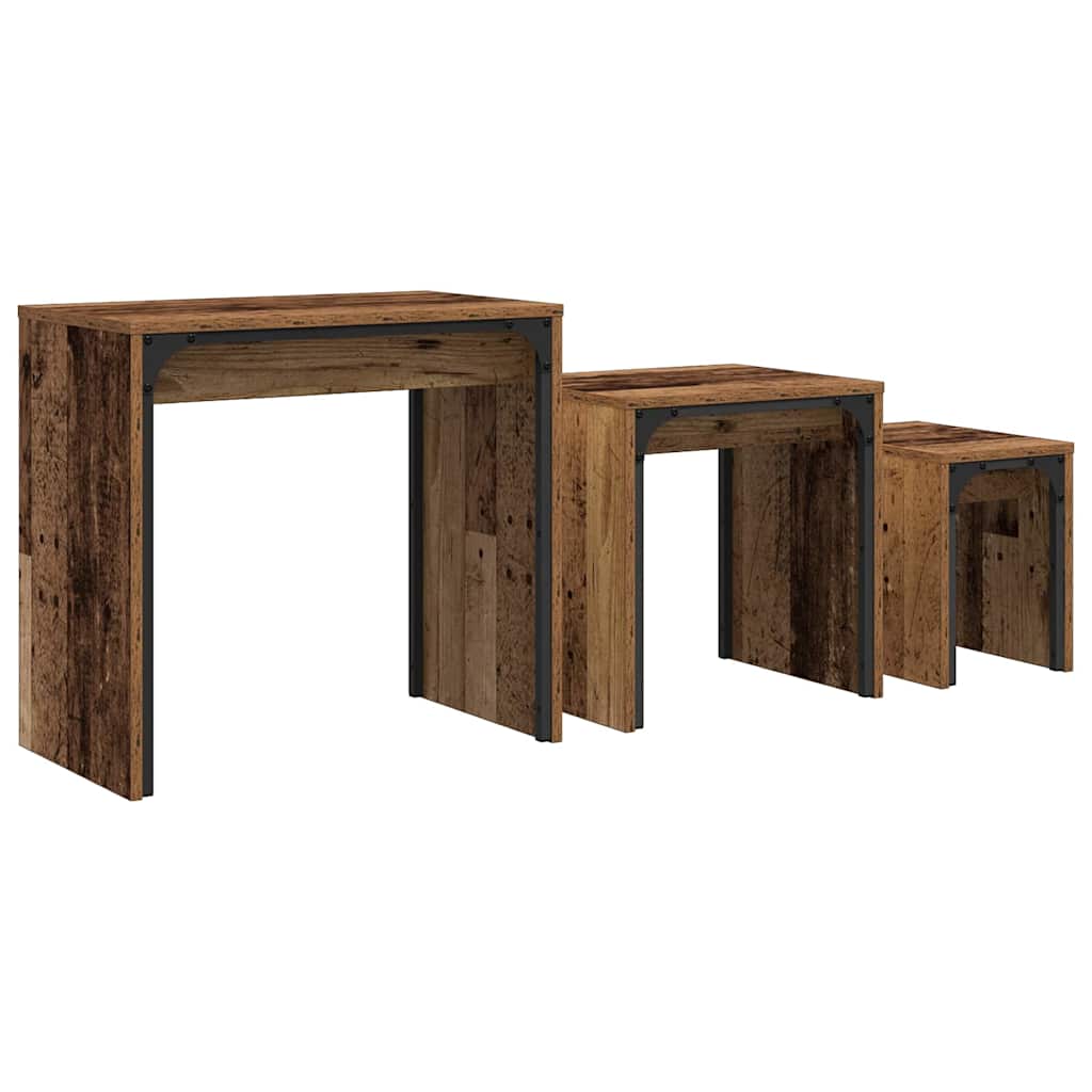 Salontafel 3 pcs Oudhout Bewerkt hout is nu te koop bij PeponiXL, paradijselijk wonen!